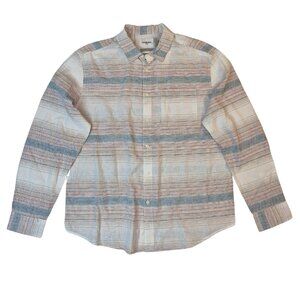 Goodfellow & Co Men's Button Up Striped Linen-Cotton Shirt Cream Size Large  NWT